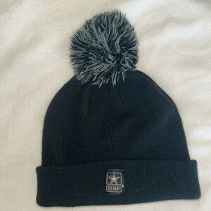 U.S. Army Black Beanie with black and white Pom-Pom